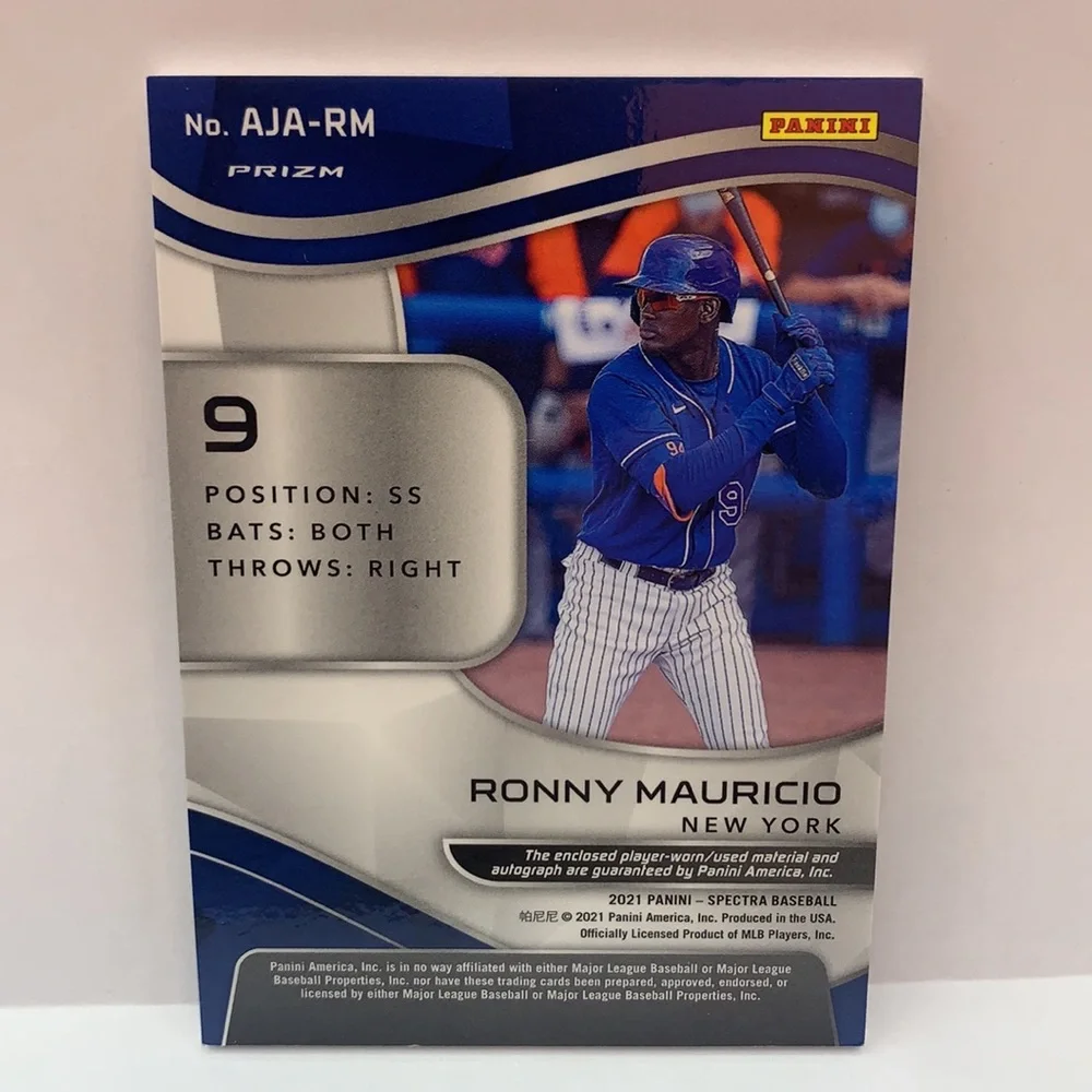 2021 Spectra Ronny Mauricio Mets Silver Prism Aspiring Patch Auto #AJA-RM (MISC8